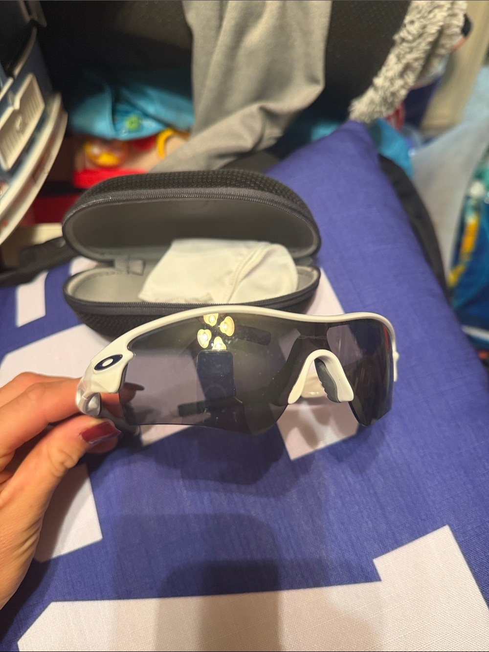 Oakley White Frame Sunglasses with Dark Smoke Lens